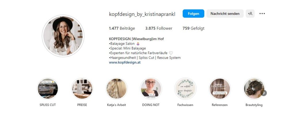 Instagram für Friseure Profil Ideen